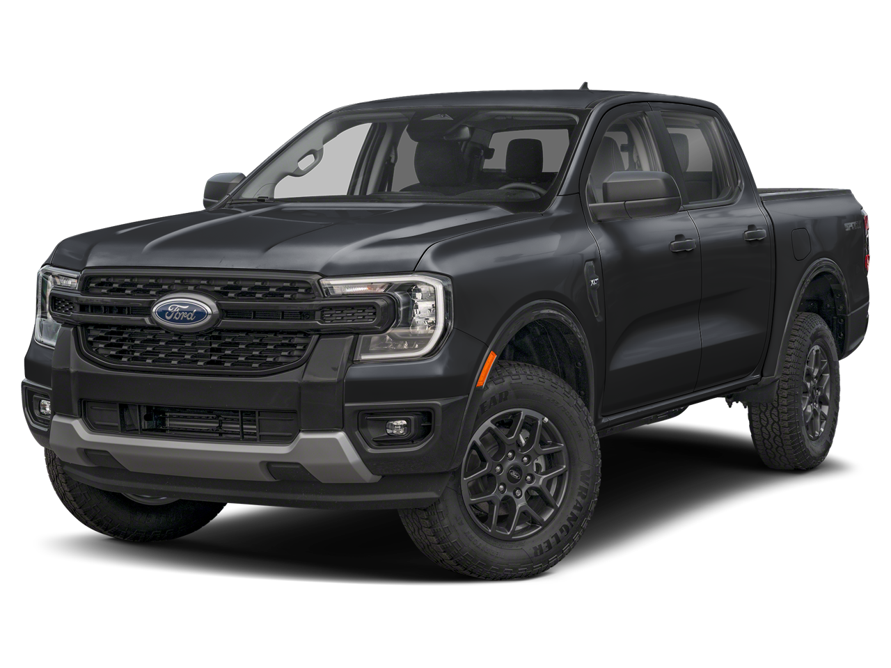 2026 Ford Ranger XLT in Shadow Black — front three-quarter view
