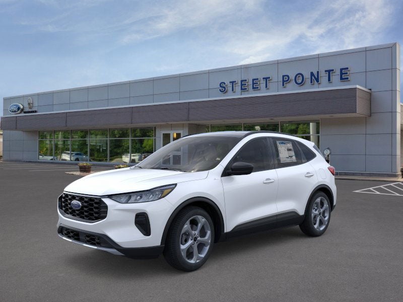2025 Ford Escape ST-Line in White Metallic — front three-quarter view