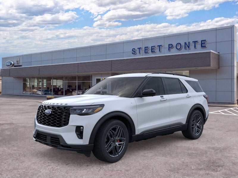 2026 Ford Explorer ST-Line in Space White Metallic — front three-quarter view