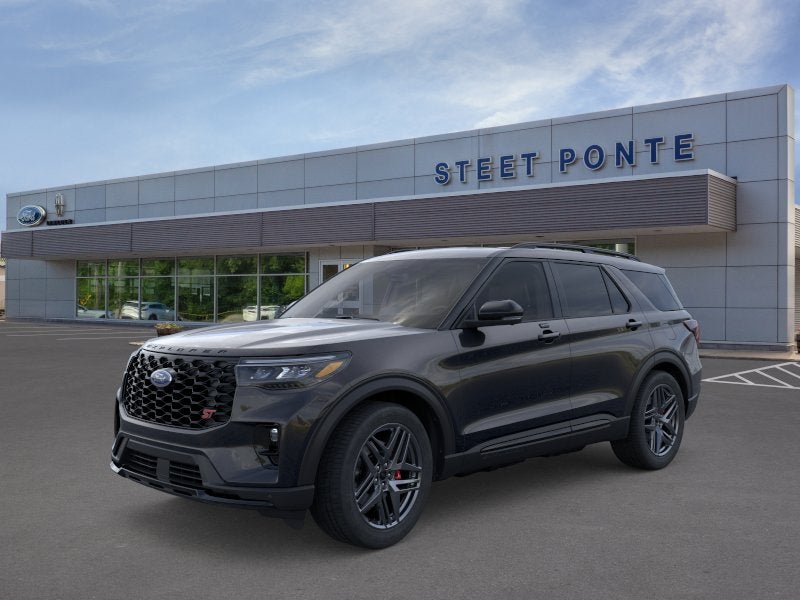 2026 Ford Explorer ST in Agate Black — front three-quarter view