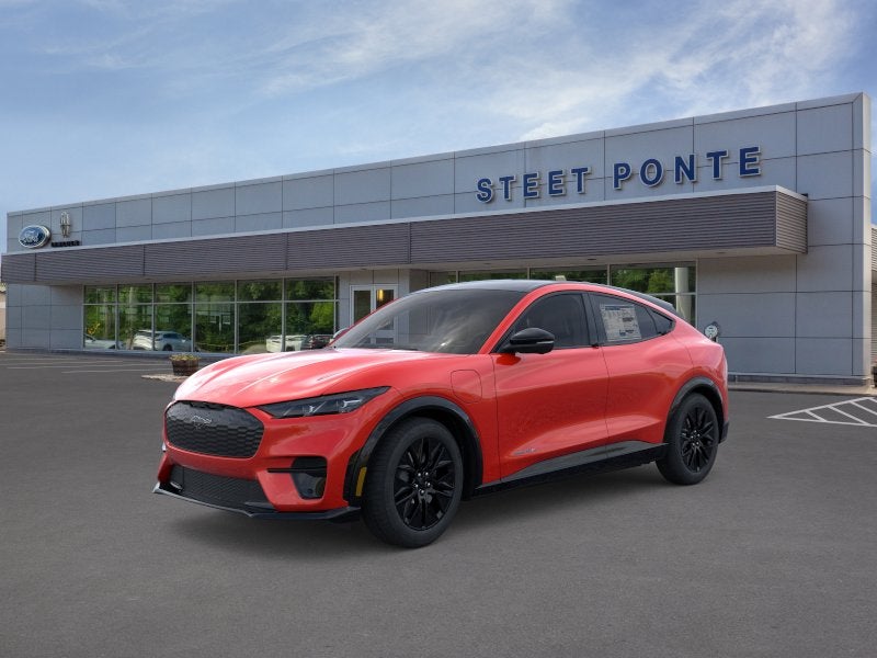 2026 Ford Mustang Mach-E Premium in Race Red — front three-quarter view