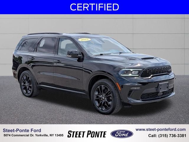 2022 Dodge Durango GT Plus in Db Black Crystal Clearcoat — front three-quarter view