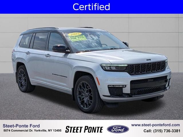 2025 Jeep Grand Cherokee L Summit in Silver Zynith — front three-quarter view