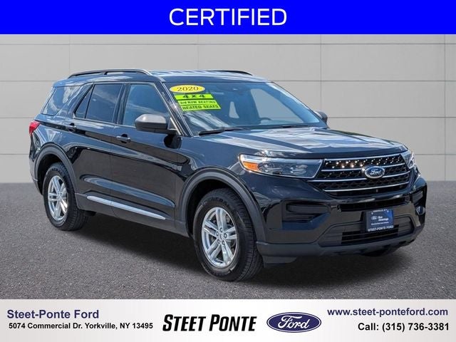 2020 Ford Explorer XLT in Agate Black Metallic — front three-quarter view