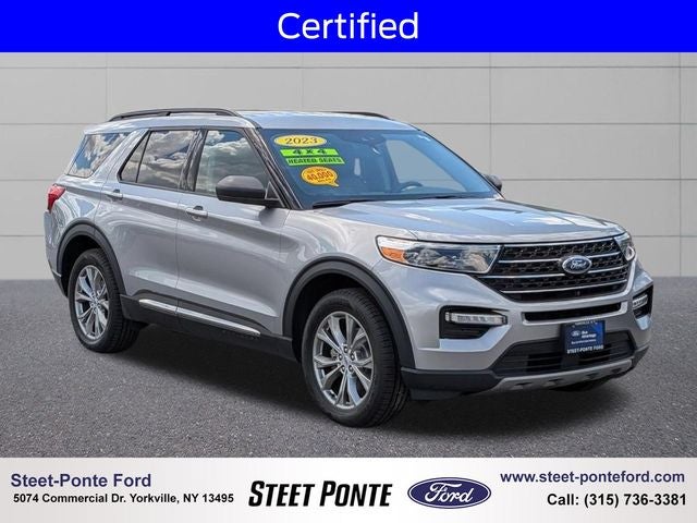 2023 Ford Explorer XLT in Silver Metallic — front three-quarter view