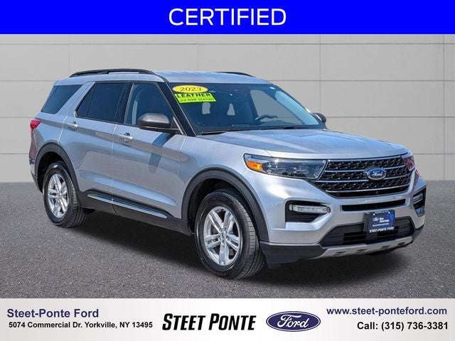 2023 Ford Explorer XLT in Silver Metallic — front three-quarter view