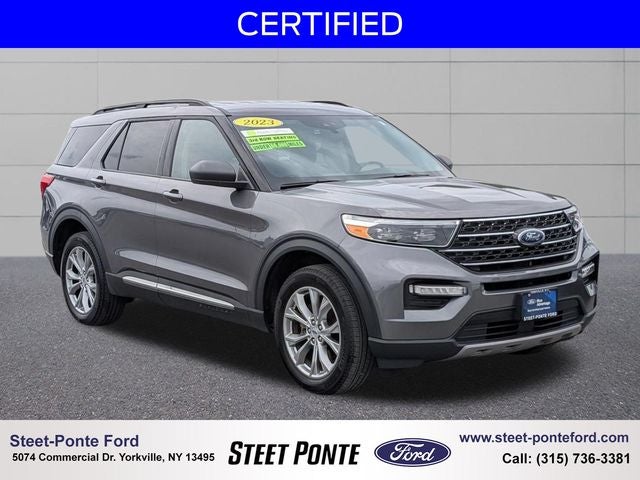 2023 Ford Explorer XLT in Carbonized Gray Metallic — front three-quarter view
