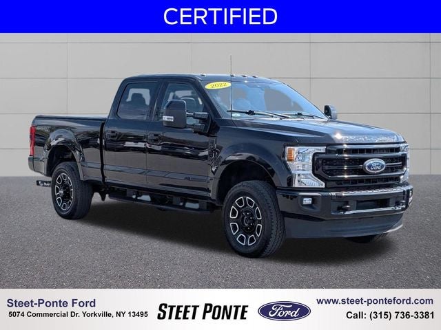2022 Ford F-350SD Lariat in Agate Black Metallic — front three-quarter view