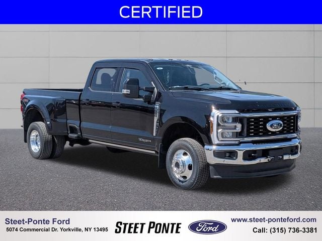 2024 Ford F-350SD Lariat DRW in Agate Black Metallic — front three-quarter view