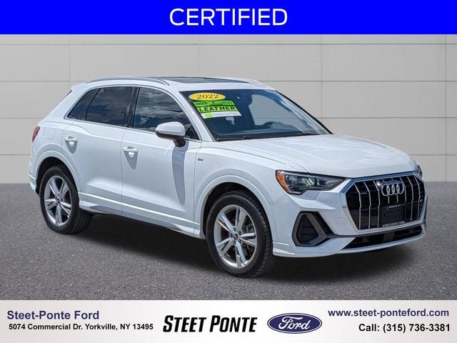 2022 Audi Q3 Premium S Line quattro in Glacier White Metallic — front three-quarter view