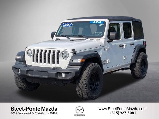 2018 Jeep Wrangler Unlimited Sport S in Bright White Clearcoat — front three-quarter view