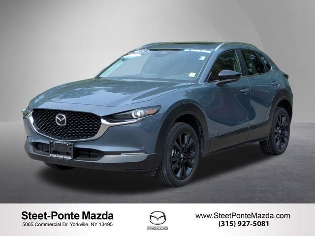 2025 Mazda Mazda CX-30 2.5 S Carbon Edition in Polymetal Gray Metallic — front three-quarter view