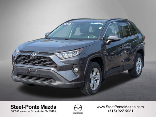 2019 Toyota RAV4 XLE in Magnetic Gray Metallic — front three-quarter view